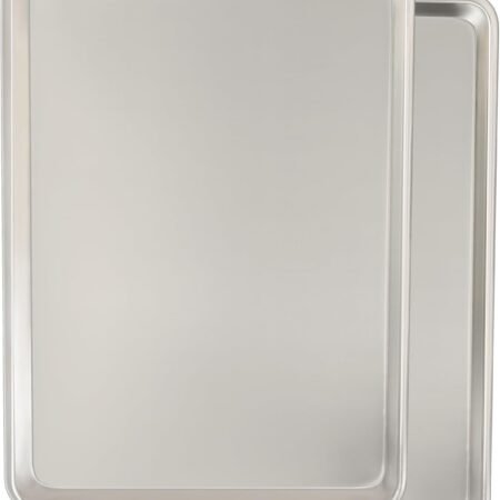 Commercial Quality Baking Sheet Pan Set, Natural Aluminum Cookie Sheet,  Warp Resistant Nonstick Baker's Half Sheet Pan, Large Thick Cookie Tray Pans for Baking, Roasting(2 Pack, 18X13Inch)