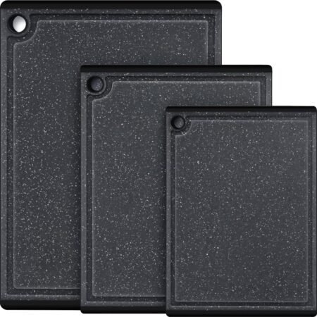 Plastic Cutting Boards for Kitchen, 3-Piece Large Cutting Board Set Dishwasher Safe Choing Boards with Non-slip Feet and Juice Grooves,