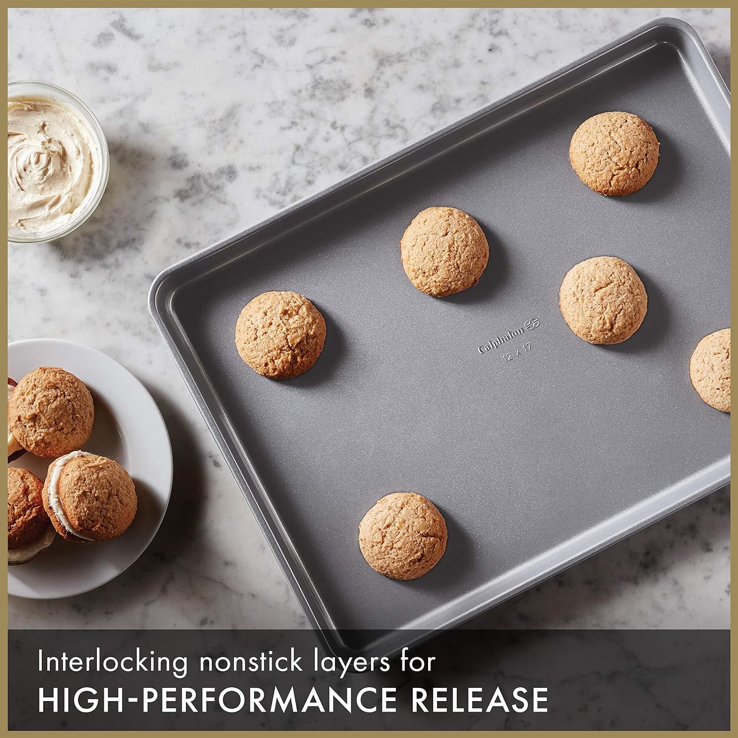 Premium Nonstick Baking Pans Set of 2, 12 x 17 inch, Silverware, Heavy Gauge Steel Core - Image 2